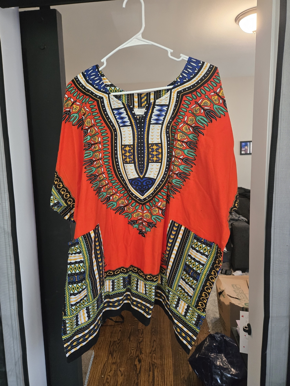 Vibrant Red Dashiki-Style Women’s Tunic Top